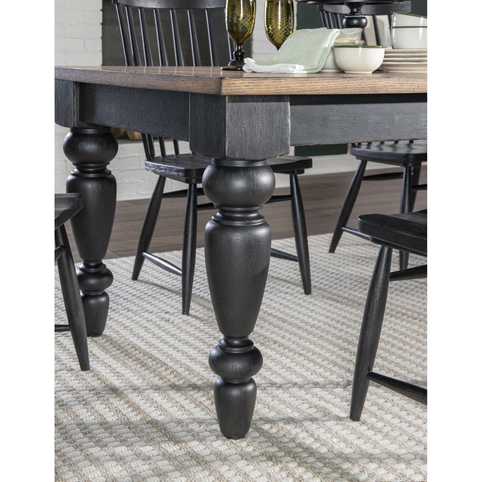Country Living Extendable Dining Table, 30"H x 72"L x 40"W, Black