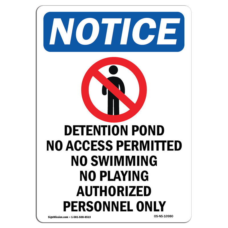 Detention Pond No Access Permitted Sign