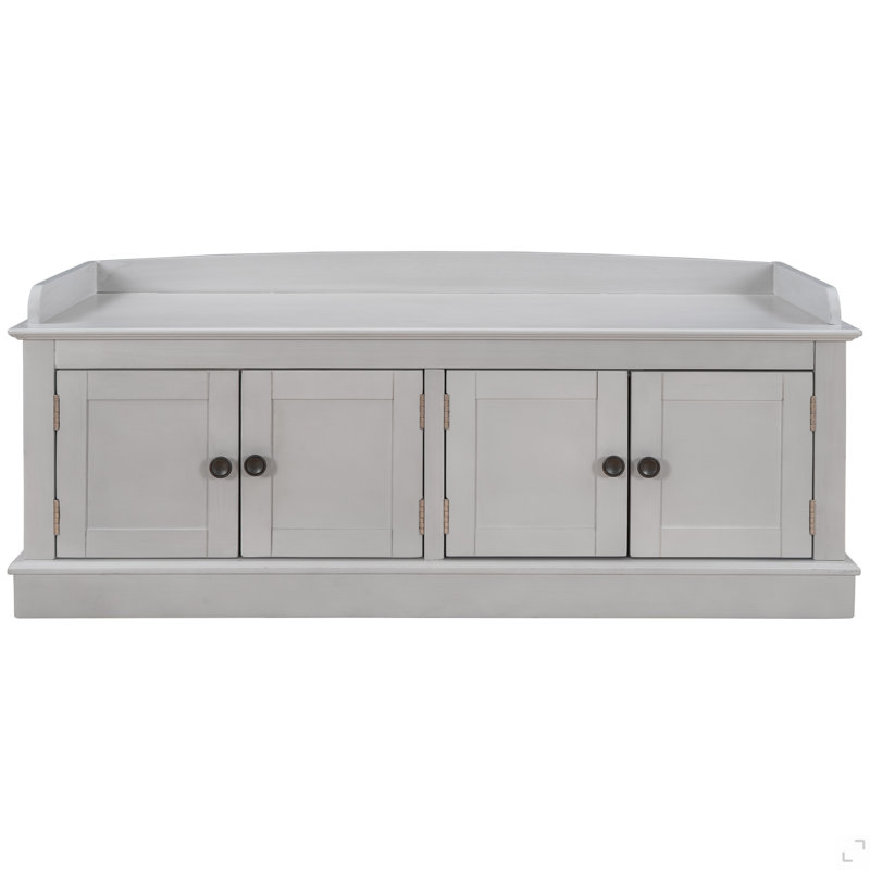 Banc de rangement avec 4 portes et tablettes réglables, banc à chaussures avec coussin amovible pour le salon, vestibule