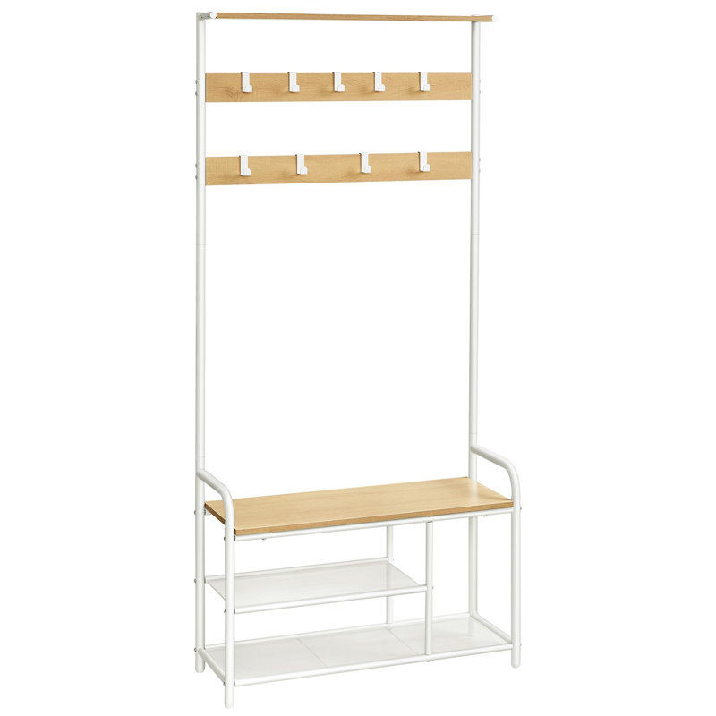 Amista Hall Tree 85cm Wide with Shoe Storage, White/Natural