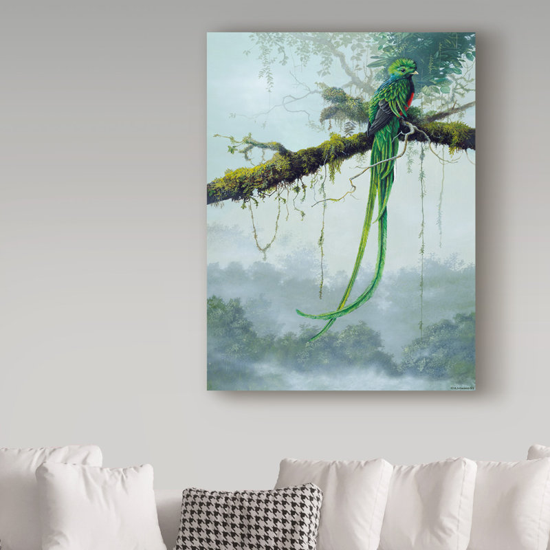Yand «Resplendent Quetzal», reproduction de peinture acrylique sur toile tendue, H 47 po x l 35 po x P 2 po