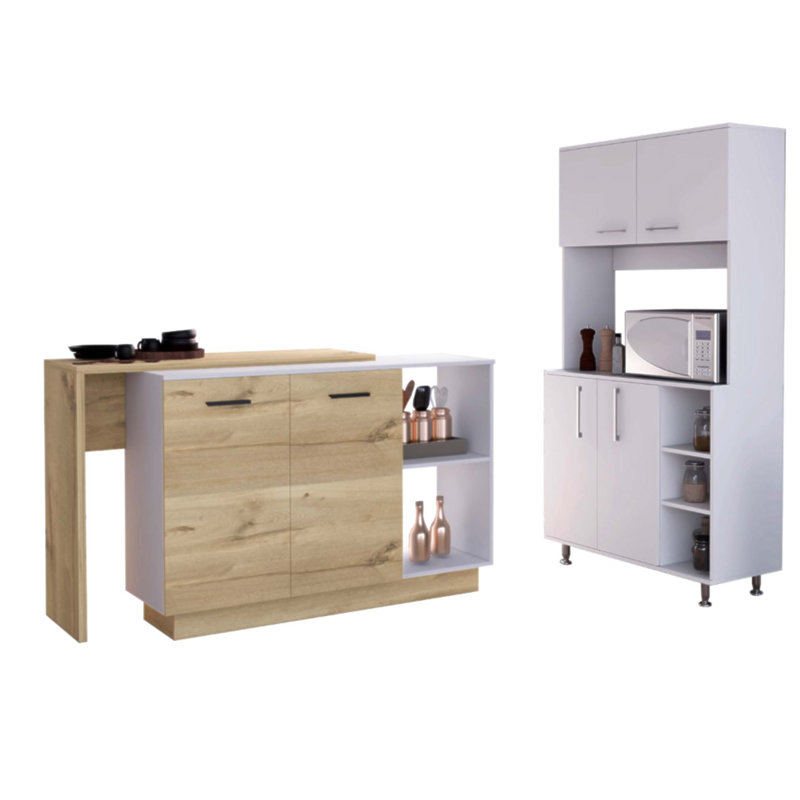Ensemble de cuisine à 6 portes et 6 tablettes 2 pièces Dorchester, idéal pour le rangement et l'organisation avec une fabrication en bois manufacturé durable