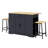 Kitchen Island With Storage Cabinet And Trash Cabinet,  3 Pieces Kitchen Dining Table Set With 2 Stools And Drop Leaf-1583537853