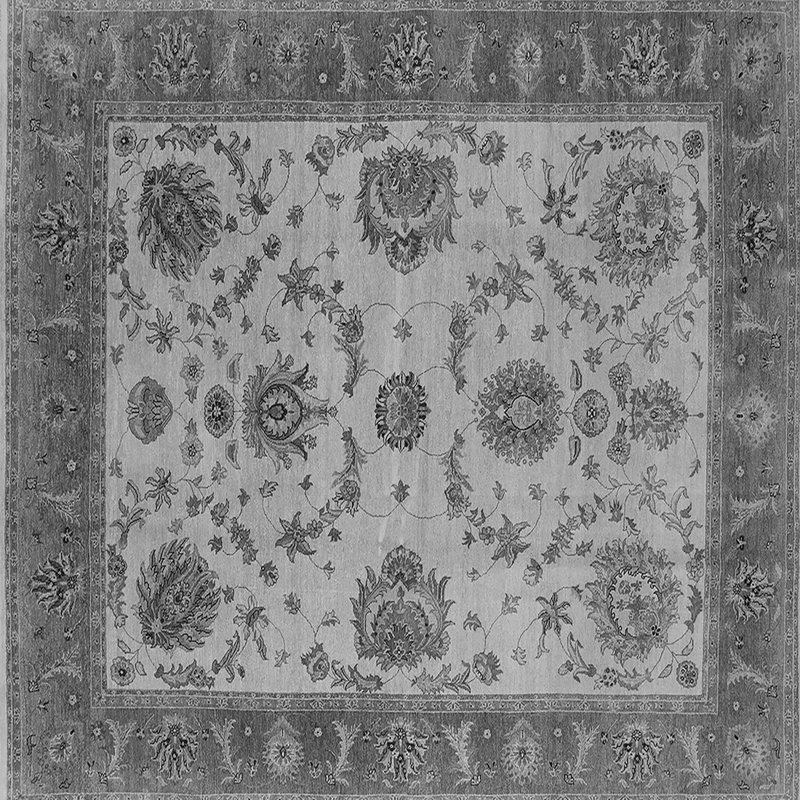 Tapis oriental gris en polyester / chenille tissé à la machine Oktavia, Carré 8 pi