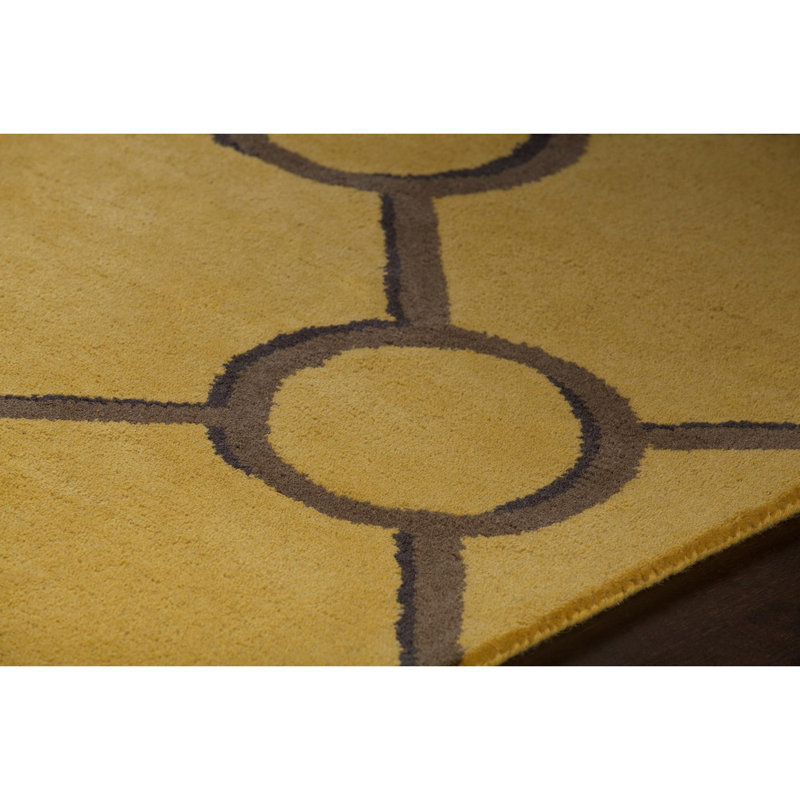 Luxe Diamond-Circle Yellow Wool 5' x 7'6" Hand-Tufted Rug