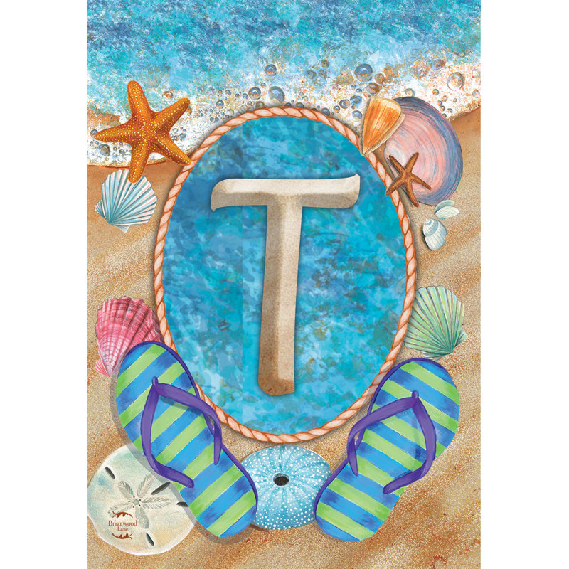 Été, monogramme lettre T, drapeau de jardin