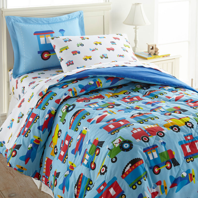 Taie d'oreiller pour enfant 100% coton Wildkin - Taille douce, respirante et standard (20 x 30) - Trains, avions et camions