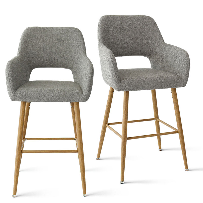 Benjain Counter Stool With Arm, Gray