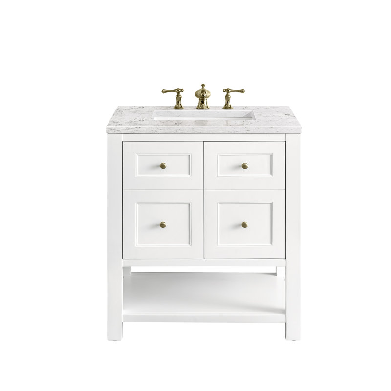 Breckenridge 30'' W Single Vanity, Eternal Jasmine Pearl, Bright White, 8" Widespread