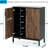31.5 Inches Brown & Black Wooden Shoe Cabinet With Doors, 5 Tiers Shoe Storage Organizer-449683219