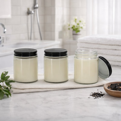 Ensemble de 3 bougies en cire de soja parfumées Renyl Earl Grey, verre blanc 9 pouces