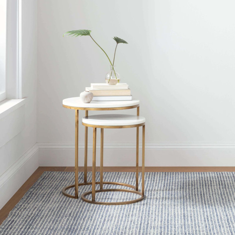Homer Blue Hand Loom Knotted Wool/Viscose Rug, Rectangle 7'6" x 9'6"