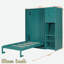 Lit escamotable simple avec bureau roulant, armoire de rangement et bibliothèque-1074011035