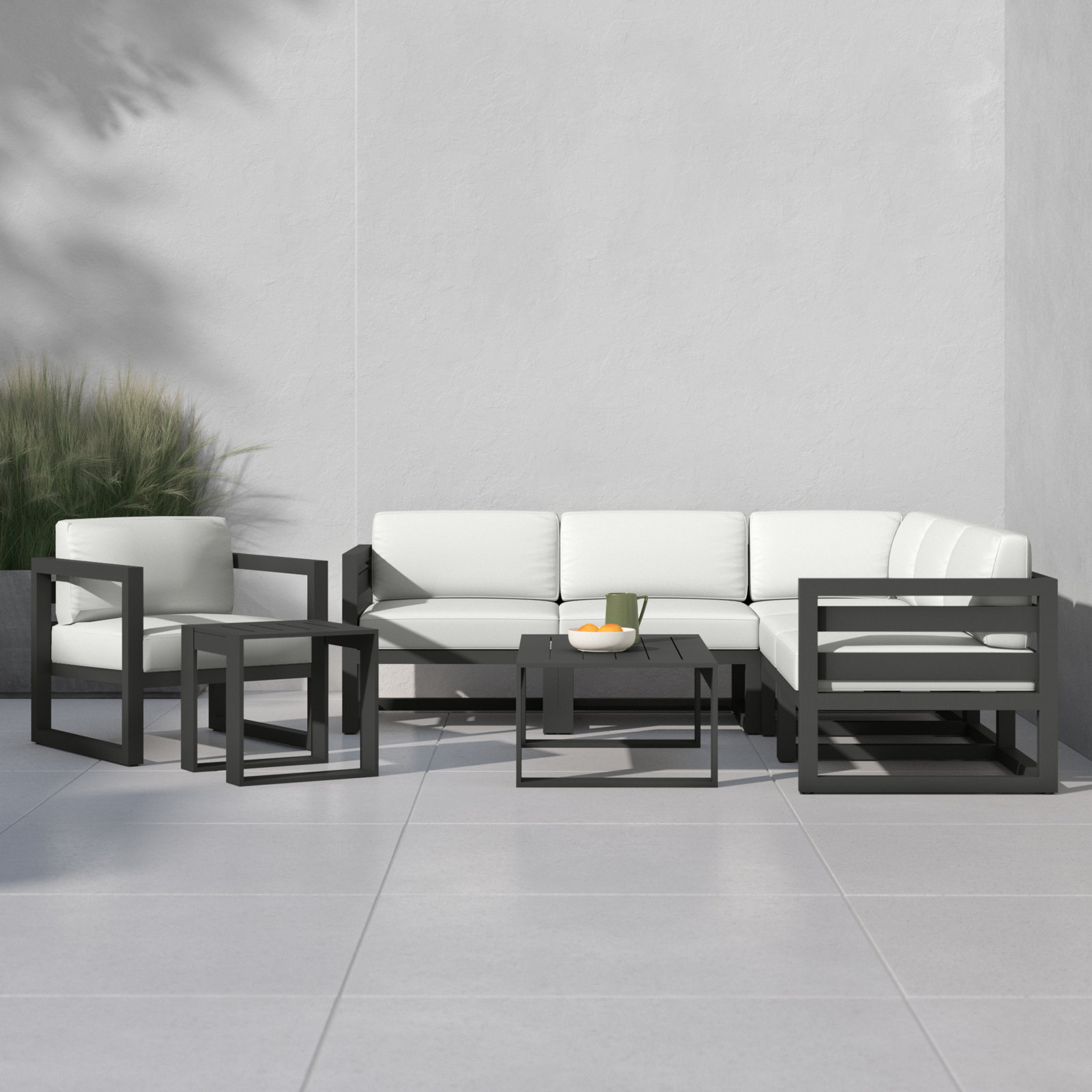 Smith 6-Person Sunbrella® Patio Seating Group, Canvas Natural, Slate