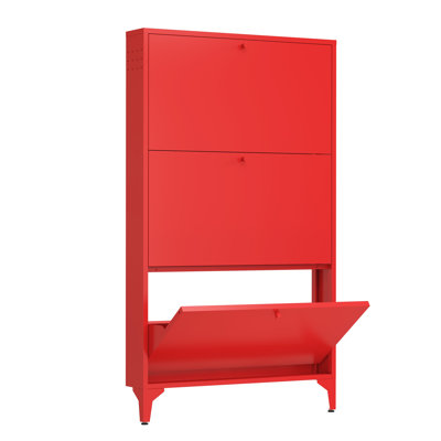 Armoire de rangement à chaussures pour hall d'entrée avec 3 tiroirs rabattables, organisateur de chaussures autoportant avec pieds, armoire de rangement à chaussures maison de campagne étroite pour vestibule, vestibule, couloir, salon