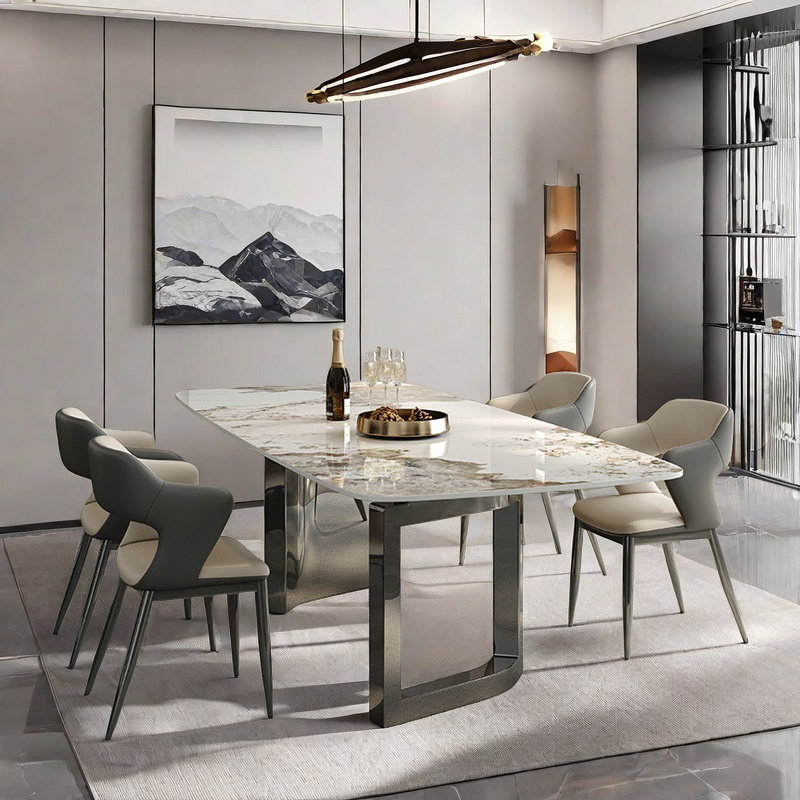 Table de salle à manger et chaise Light Luxury, H 29,5 po x L 70,8 po x l 35,4 po