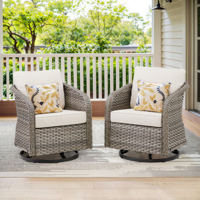 Ensemble de 2 chaises d'extérieur pivotantes avec coussins pour la véranda