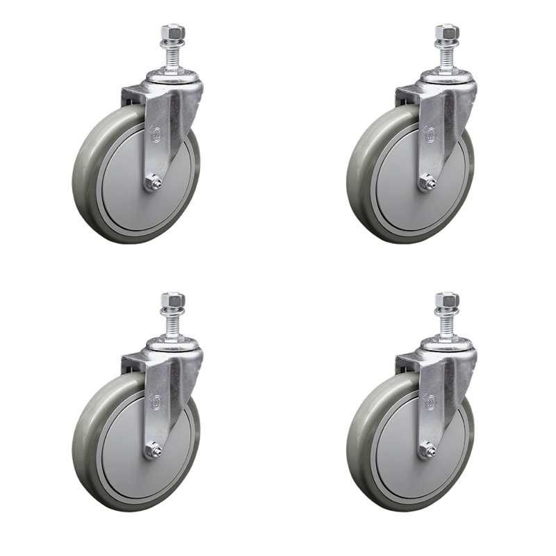 Ensemble de roulettes à tige filetée en polyuréthane 12 mm 2 freins SCC