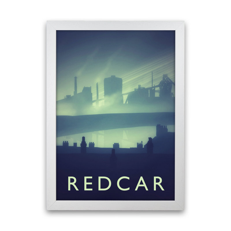 Redcar (Night) Portrait by Richard O'Neill - Print, White Framed, 63cm H x 46cm W x 3cm D
