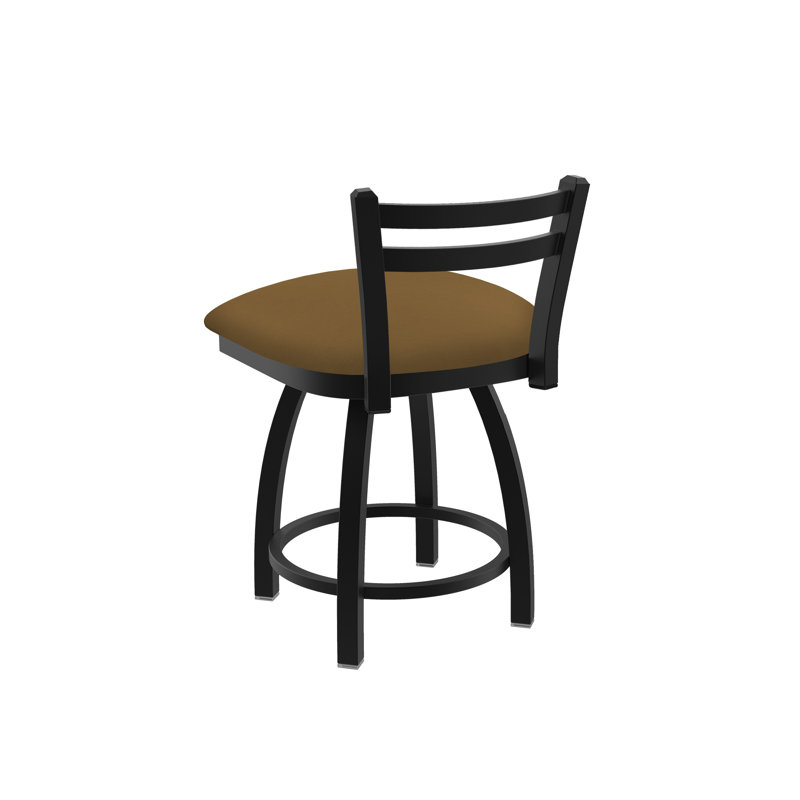 Jackie 18" Tall Metal Vanity Stool, Vinyl-Canter Saddle, Black Wrinkle