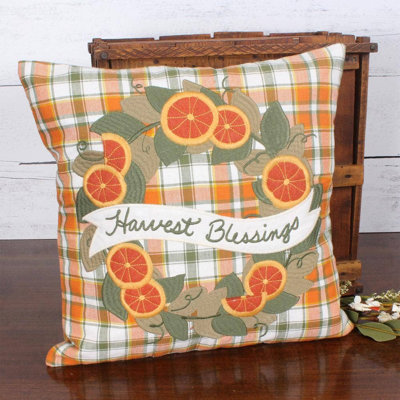 F Fall Harvest Wreath Pillow 14"
