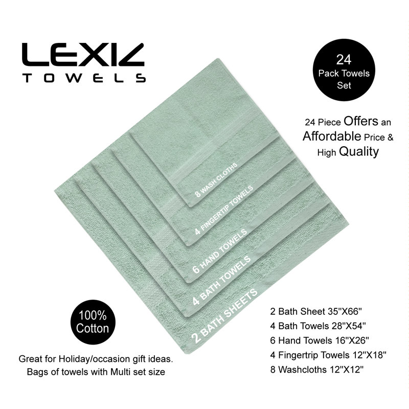 Terrycloth Bath Towels (Pack of 24), Jade