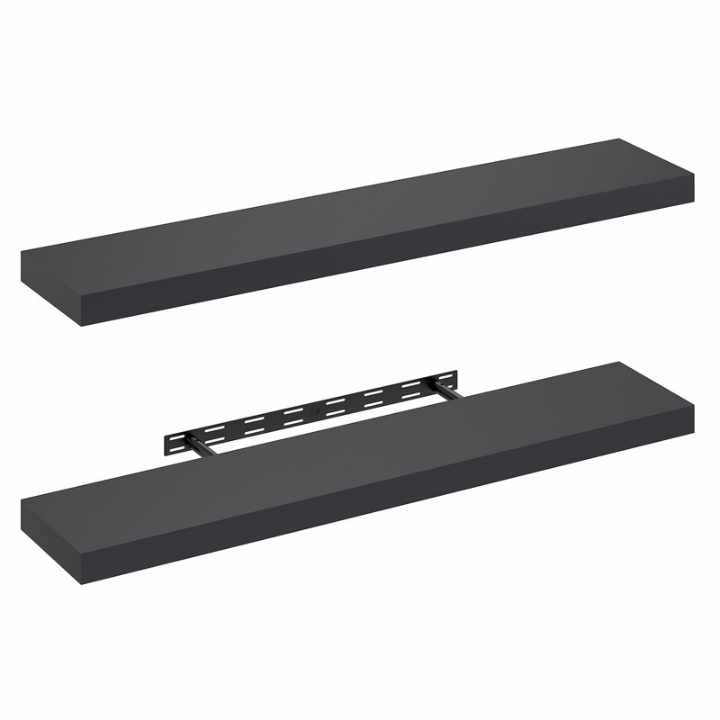 Furinno TANNA Floating Shelves for Wall Set of 2, 9 x 47 Wall Shelf, Wall Mounted Floating Shelf with Invisible Bracket, 2-in Thick Shelf, for Bathroom, Living Room, Bedroom, Home Office, Americano
