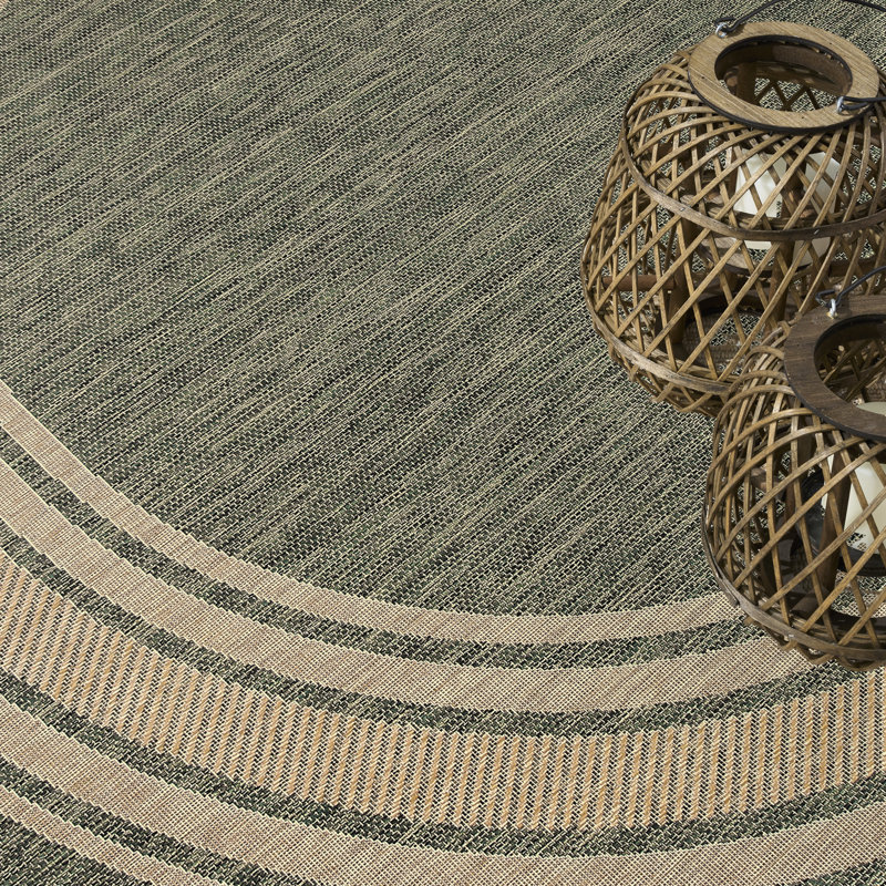 Dippold 8' x Round Green Modern Rug, Round 8', Green