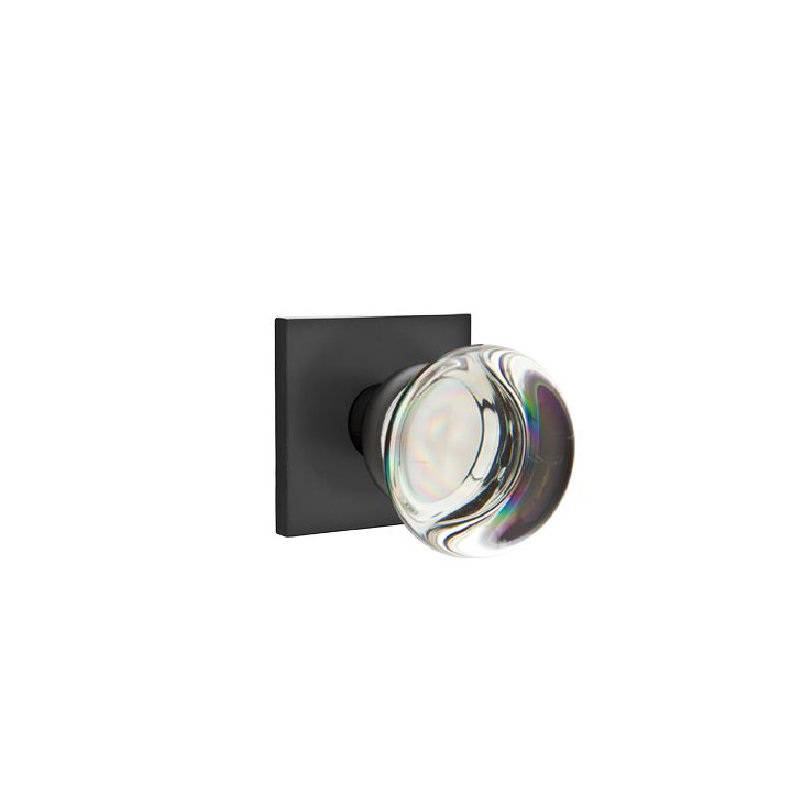Providence Round Knob with Square Rosette, Flat Black