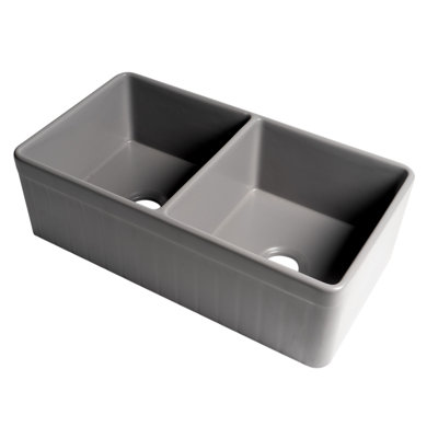 Évier de cuisine à double cuve à tablier lisse L 33 po x l 18 po
