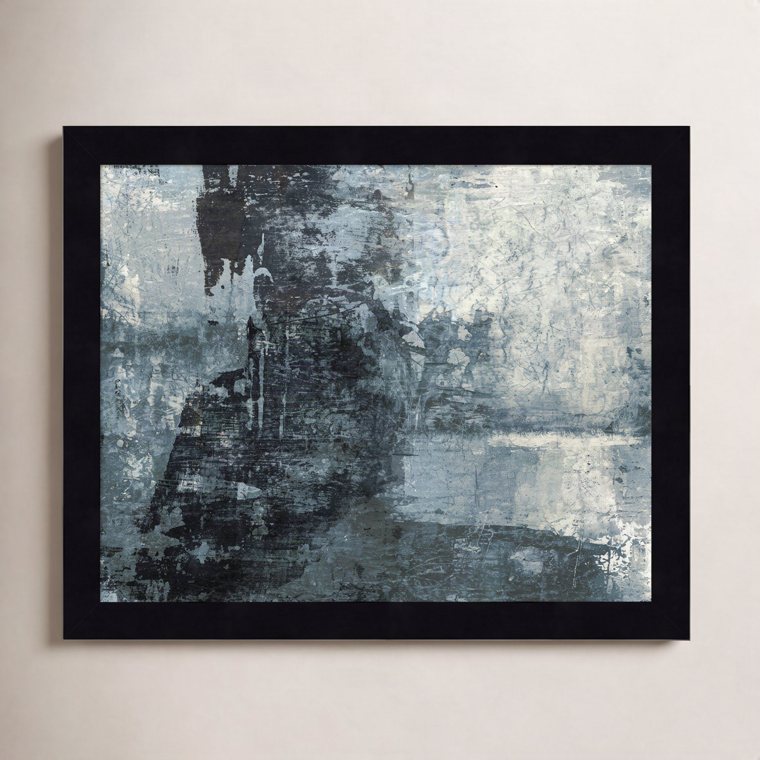 Fresno "Black and Grey and Blue III" Print, 11" H x 13" W, Black
