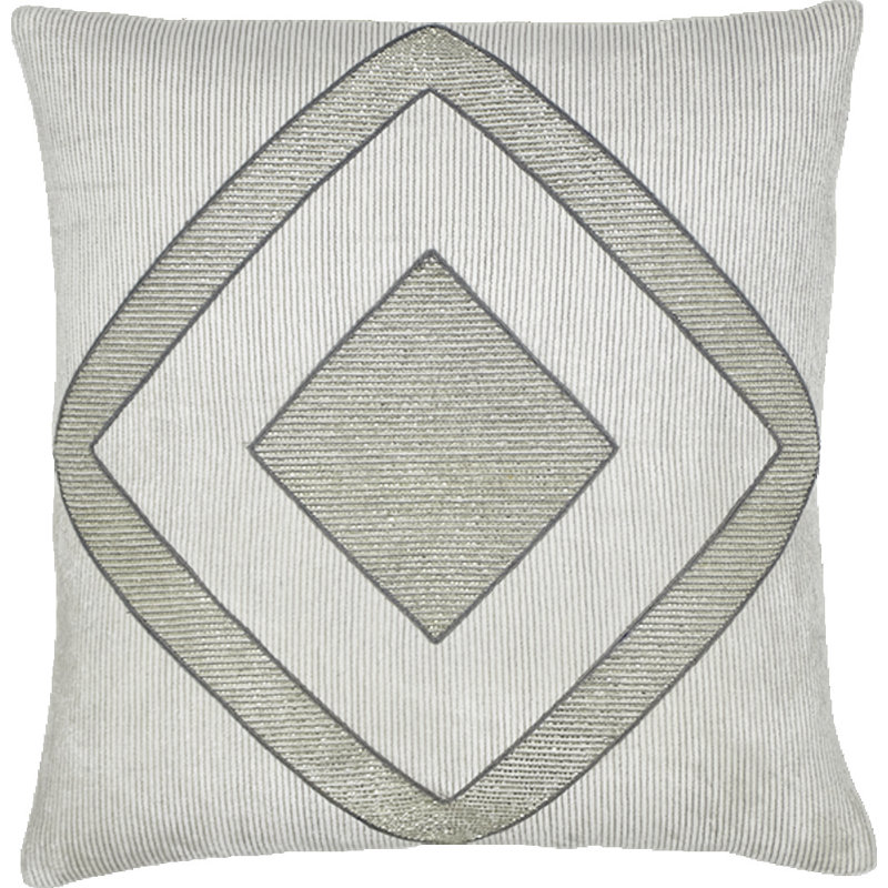 Square Pillow Cover & Insert, Ivory/Gray