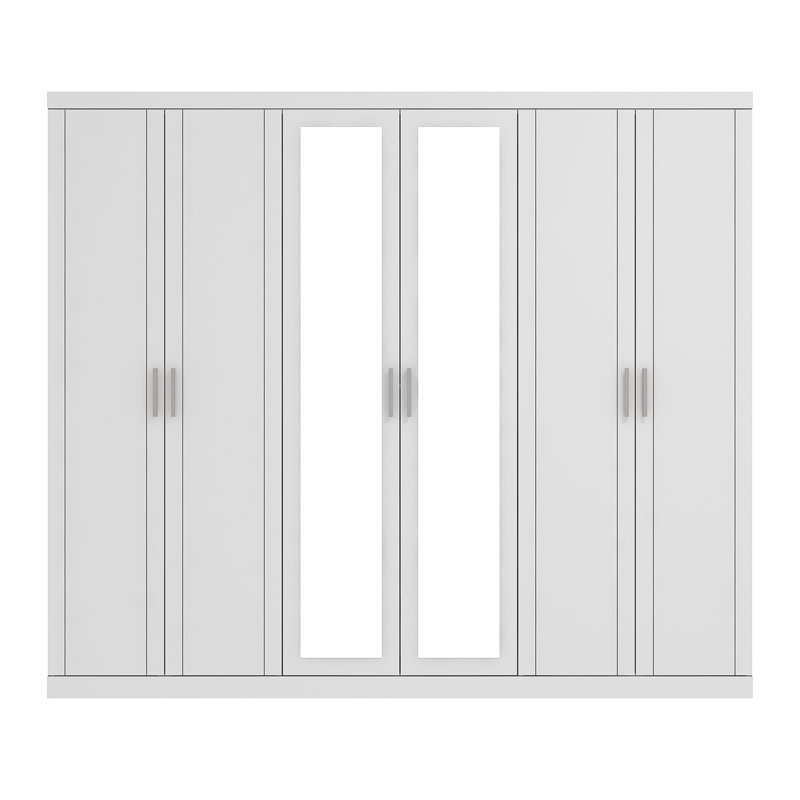 6 Door Wardrobe With Mirror, White