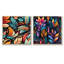 Aleyna - Ensemble de 2 collages carrés botaniques abstraits-102161993-102161986