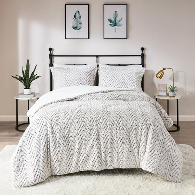 Édredon en duvet synthétique ultra doux pour lit double / grand lit, fausse fourrure, lavage à la machine à l'eau froide pour lit double / grand lit, motif, rembourrage pour un repos paisible