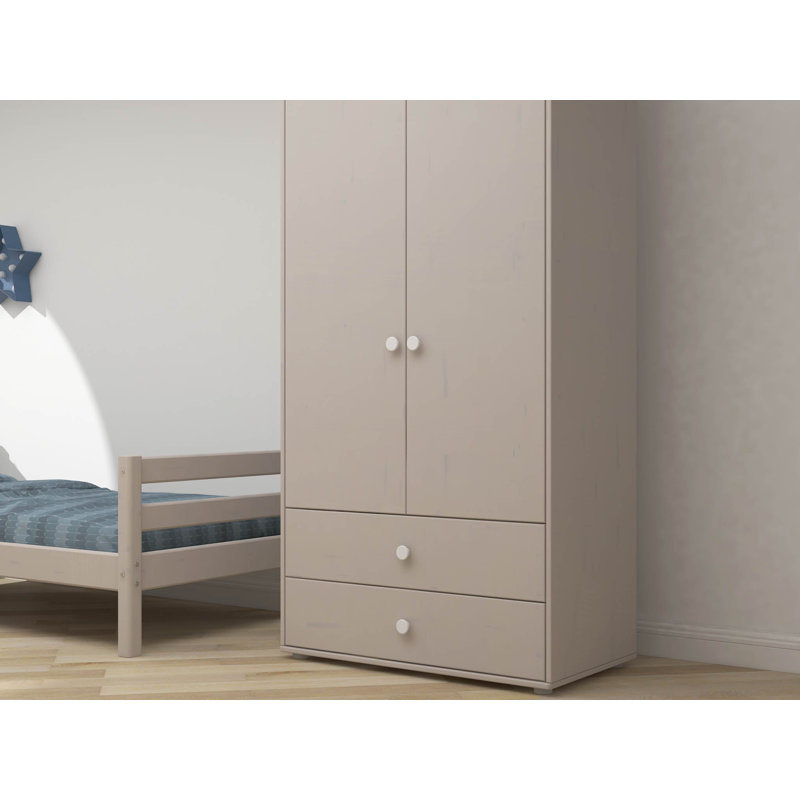 Classic 2 Door Wardrobe, Dark Cream/White