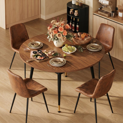 Modern Mid-Century 7-Piece Dining Set with 78" Oval Extendable Table and Upholstered Chairs