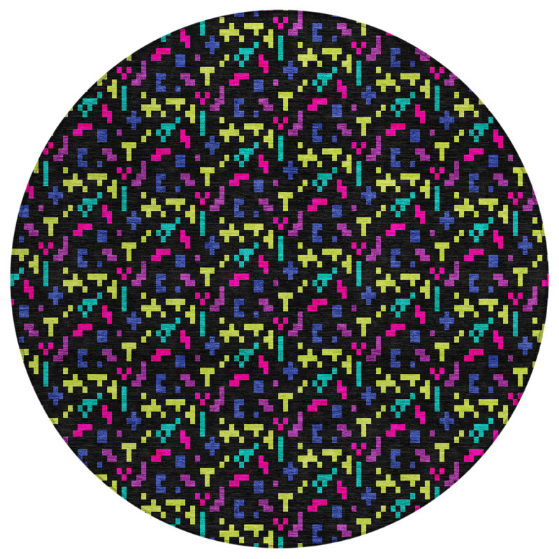Machine Washable Indoor/Outdoor Chantille ACN2824 Kids Rug, 8' Round