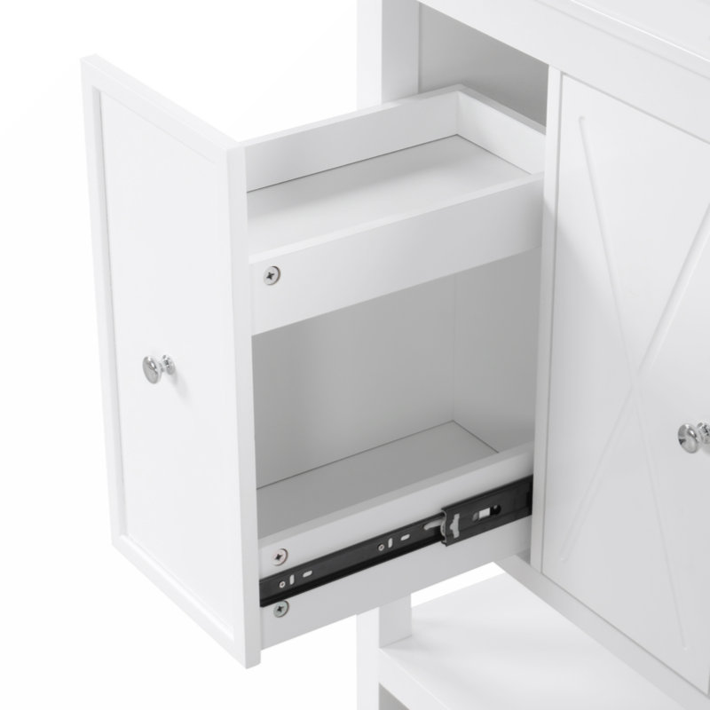 White Ceramic Top Single Sink Freestanding Bathroom Vanity