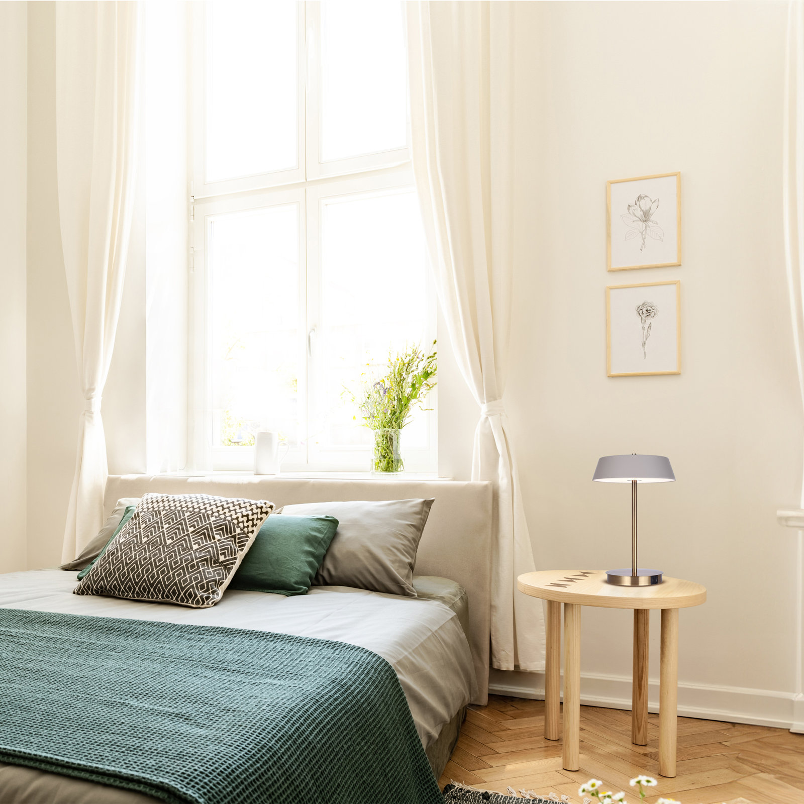 Pretoria Bedside Lamp, Gold, Gray