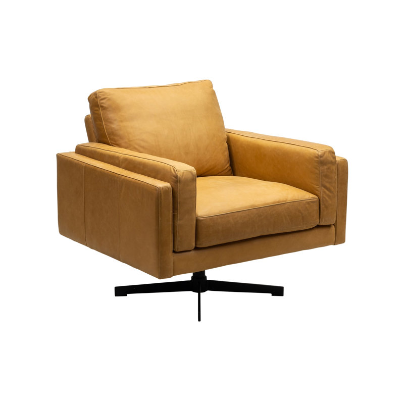 Myldred Upholstered Swivel Armchair,   Chamois Aniline Leather