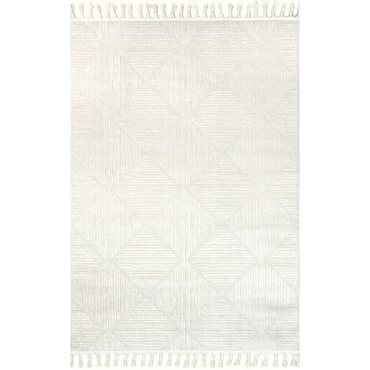 Kerry Textured Geometric Tasseled Area Rug