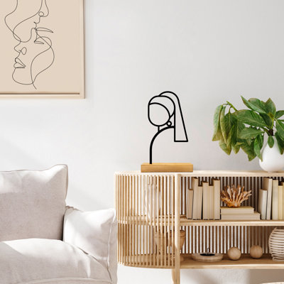 Élégant objet décoratif, conception en métal et en bois, 9,4 x 3,1 x 6,7 pouces | 100% métal (épaisseur: 0,06 po) et 100% bois (épaisseur: 1,6 po) | Finition noire et naturelle élégante, idéale pour les décorations et les pièces décoratives