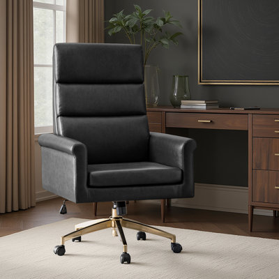 Morpheus 46.5"H Transitional Leather Tilting Adjustable Height Executive Chair with Ergonomic Segmented Back by Red Barrel Studio