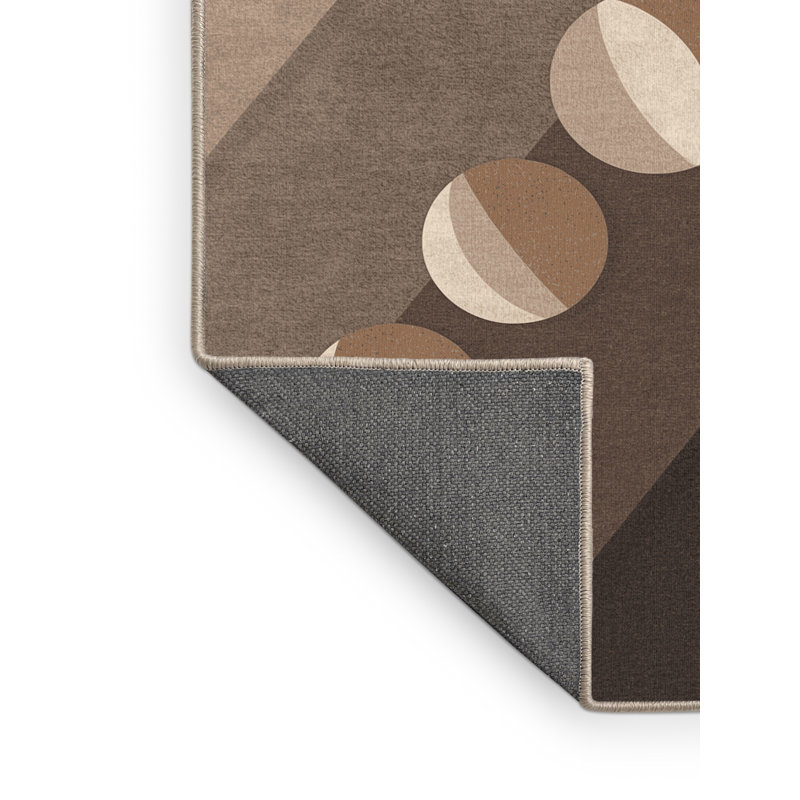 Soft Plush Cadwall Lunar Phases Minimalist Area Rug in Brown – Beige Binding, 5x7