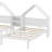 Bookcase Double Twin Bed with House-shaped Headboard and a Built-in Nightstand-91975132