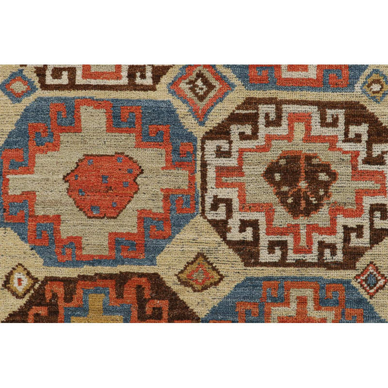 Burano Hand Knotted Wool Geometric Area Rug, Runner 2'6" x 10'