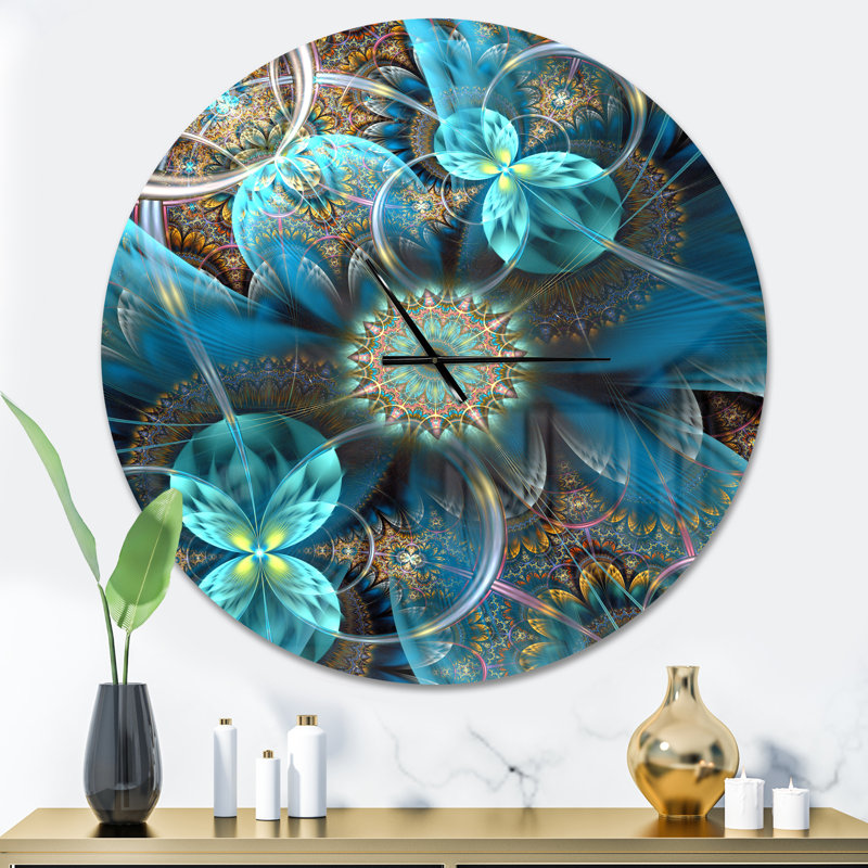 Horloge florale en métal Fractal, Surdimensionné