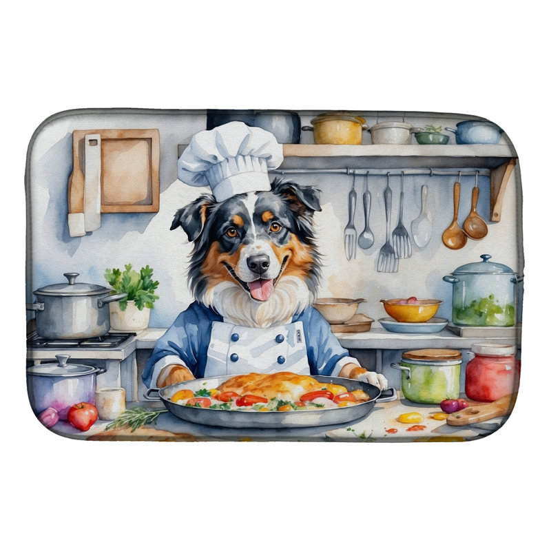 Australian Shepherd The Chef Dish Drying Mat