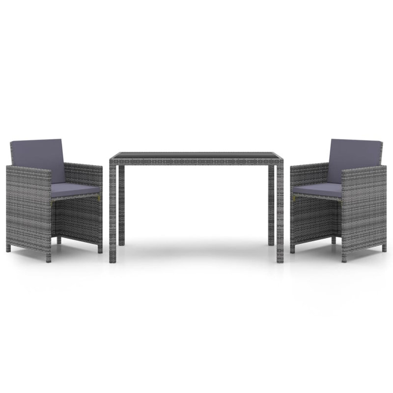 Elizar 2 - Person Patio Dining Set Rectangular Table with Cushions Included, Gray, Gray